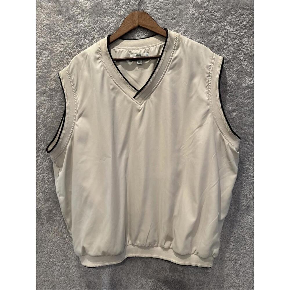 Snake Eyes Windwear  Men's V Neck Windvest  Sz XXL Golf Beige Light Tan Pockets